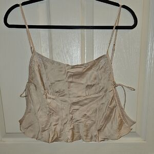 Rumored Silky Beige Spaghetti Strap Cami Top